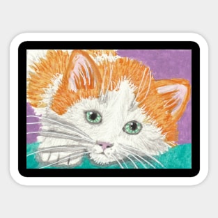 Orange kitten cat face  painting Sticker